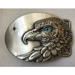Głowa orła z błękitnym niebieskim okiem klamra platerowana srebrem (id: 1268)